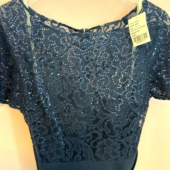NEW Jenny Packham size 14 Bridesmaid Sequin Top Gown Navy Blue Midnight - Picture 3 of 7